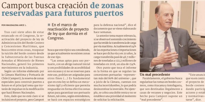 Camport busca creación de zonas reservadas para futuros puertos